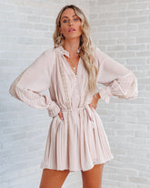 Lovelle Lace Plisse Romper - Beige
