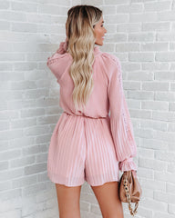 Lovelle Lace Plisse Romper - Dusty Pink