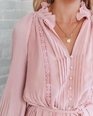 Lovelle Lace Plisse Romper - Dusty Pink