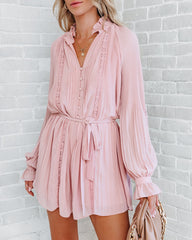 Lovelle Lace Plisse Romper - Dusty Pink