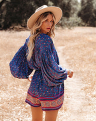 Luana Pocketed Printed Button Down Romper