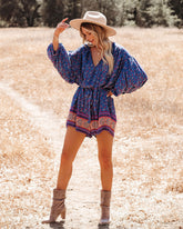 Luana Pocketed Printed Button Down Romper