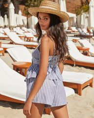 Lucas Cotton Blend Striped Crop Babydoll Tank