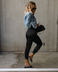 Luxe Look Satin Pocketed Joggers - Black