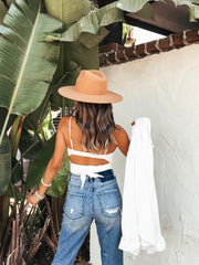 Luz Spotted Wrap Crop Top - White