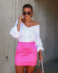 Macie Satin Mini Skirt - Pink