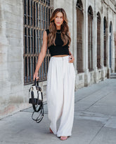 Madrigal Pocketed Wide Leg Pants - Cream