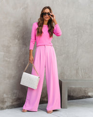 Madrigal Pocketed Wide Leg Pants - Pink