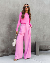 Madrigal Pocketed Wide Leg Pants - Pink
