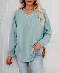Maggie Relaxed Knit Henley Top - Sage