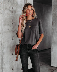 Magnolia Cotton Blend Pocket Tee - Charcoal