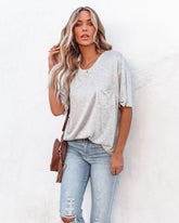 Magnolia Cotton Blend Pocket Tee - Heather Grey