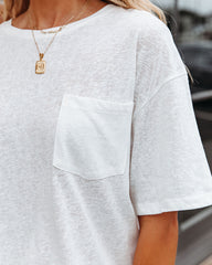 Magnolia Cotton Blend Pocket Tee - White