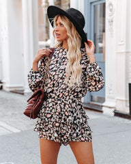 Maize Printed Shimmer Ruffle Romper