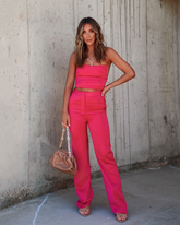 Make It Happen Satin Pocketed Pants - Rose