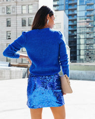 Make It Happen Sequin Mini Skirt - Cobalt