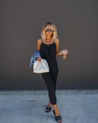 Maleah Cotton Pocketed Jumpsuit - Black