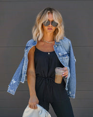 Maleah Cotton Pocketed Jumpsuit - Black