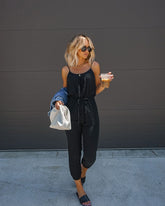 Maleah Cotton Pocketed Jumpsuit - Black