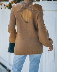 Malia Cold Shoulder Knit Sweater - Camel