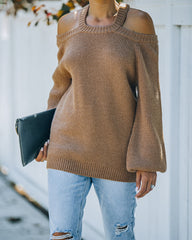Malia Cold Shoulder Knit Sweater - Camel