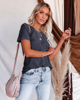 Malibu Crewneck Tee - Charcoal