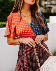 Malina Satin Polka Dot Colorblock Jumpsuit