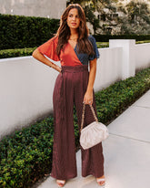 Malina Satin Polka Dot Colorblock Jumpsuit