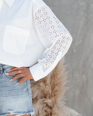 Malta Cotton Eyelet Button Down Top