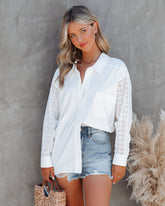 Malta Cotton Eyelet Button Down Top