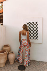 Marcelina Printed High Rise Palazzo Pants - Navy