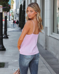 Mariana Textured Cowl Neck Cami Tank - Lavender