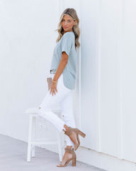 Mariya Cotton Pocket Tee - Aqua Grey