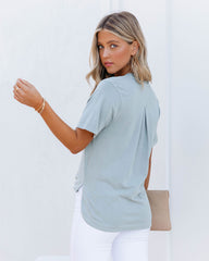 Mariya Cotton Pocket Tee - Aqua Grey