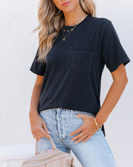 Mariya Cotton Pocket Tee - Black