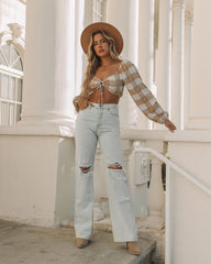 Marty Plaid Tie Front Crop Top