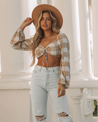 Marty Plaid Tie Front Crop Top