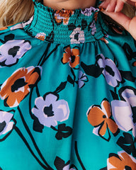 Maryweld Floral Satin Smocked Blouse