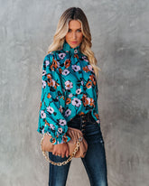 Maryweld Floral Satin Smocked Blouse