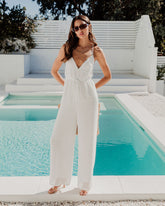 Maui Crochet Wide Leg Jumpsuit - White