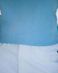 Maven Crop Ruffle Knit Tank - Powder Blue