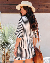 Maxanne Cotton Striped Ruffle Top - Black