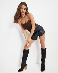Maya Ruched Bodysuit - Chocolate