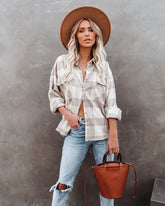 Maybe Baby Cotton Plaid Button Down Top