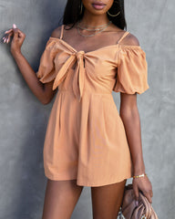 Mercedes Off The Shoulder Pocketed Romper - Dusty Orange