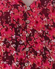 Mercury Printed Cold Shoulder Ruffle Top