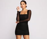 Mesmerize In Mesh Ruched Mini Dress