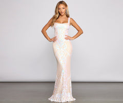 Micaela Formal Sequin Scroll Mermaid Dress