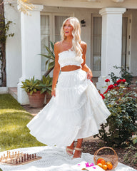 Mindi Cotton Swiss Dot Eyelet Midi Skirt - White - SALE