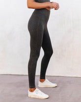Mineral Ribbed High-Rise Leggings - Olive